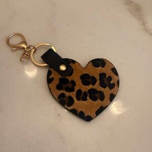 Leopard Print Heart Keychain
